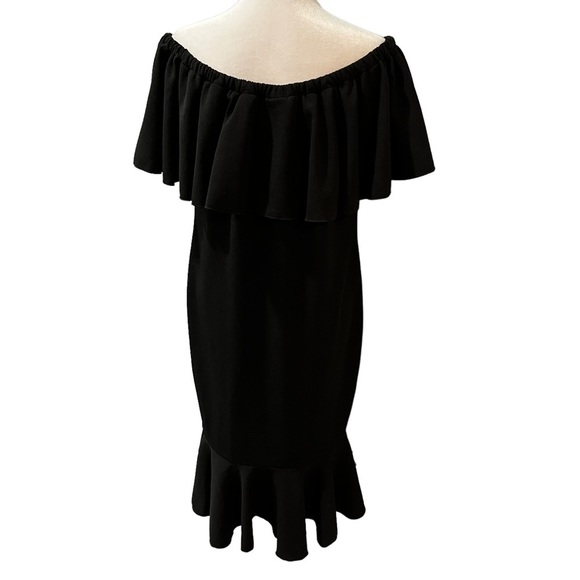LuLaRoe CiCi Off Shoulder Black Dress With Ruffles BodyCon Size XL NEW - Picture 7 of 15